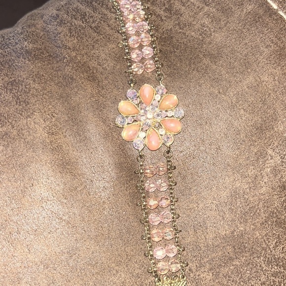 Blush/coral/gold beaded bracelet - Picture 5 of 6